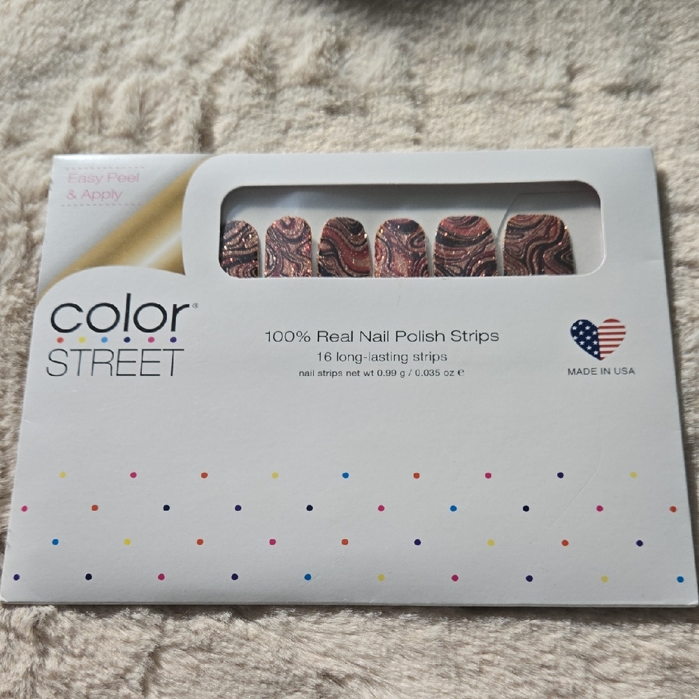 2/$15 🩷 Color Street Nail Polish Strips - Pink and Black Swirl